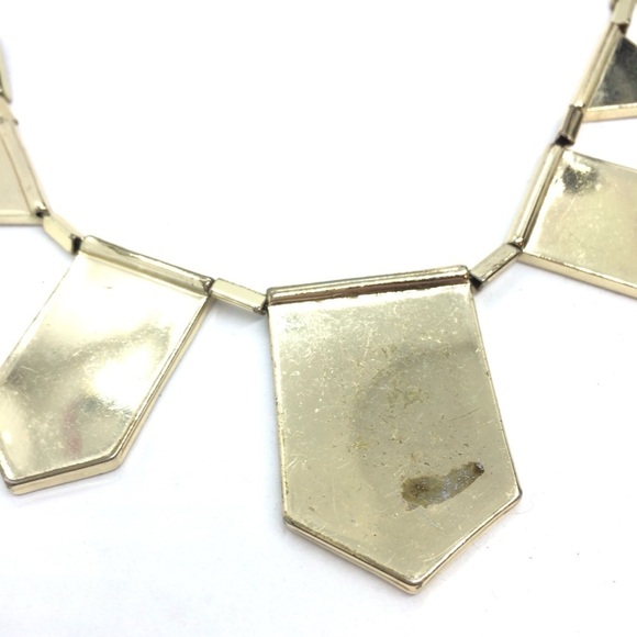 3/$30 HOUSE OF HARLOW NECKLACE LEATHER GEOMETRIC GOLD TONE ART DECO STYLE - Picture 14 of 17
